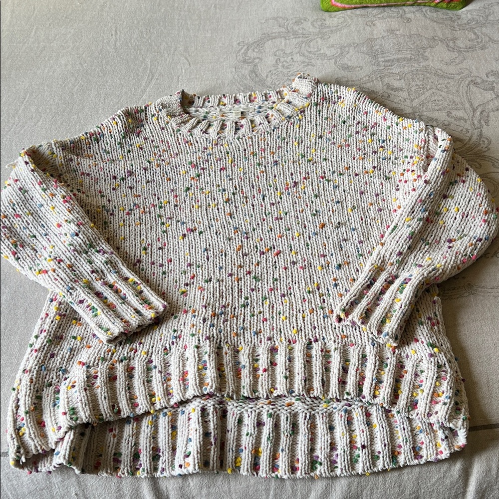 7 For All Mankind Cream Speckled Crewneck Sweater